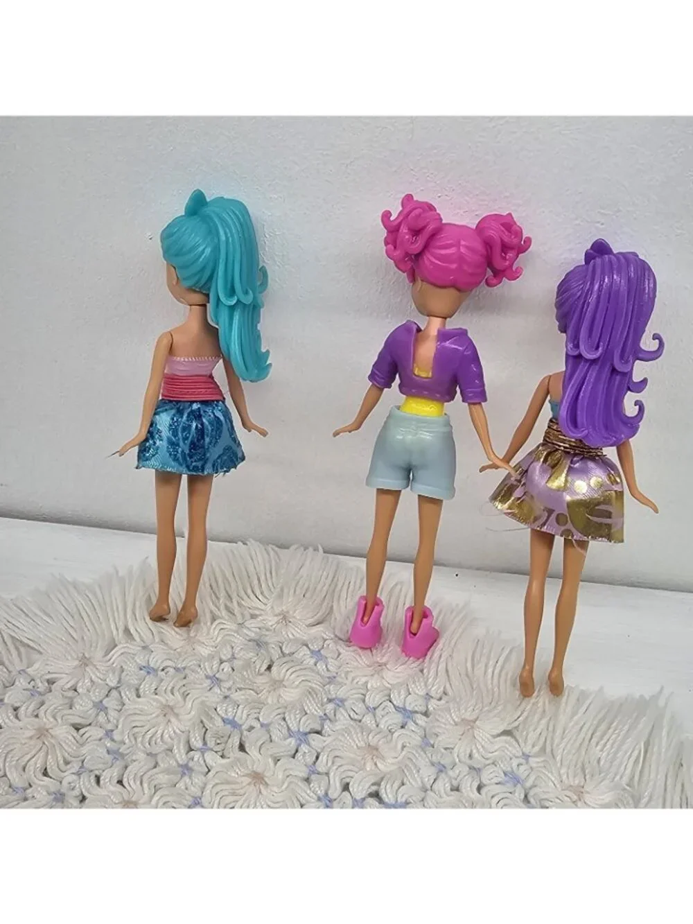 Zuru 5 Surprise Mini Fashion Dolls Lot of 3 Blue Pink Purple Hair Skirt